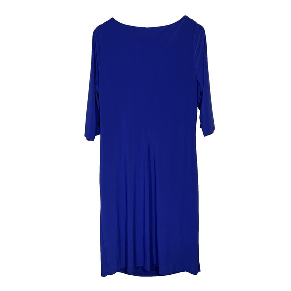 Lauren Ralph Lauren Ruched Sheath Dress 16W Royal Blue Cowl Neck Classic - Picture 2 of 14